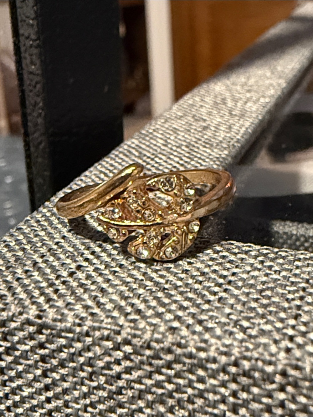 Gold Leaf Crystal Accent Ring 6 - Women Jewelry